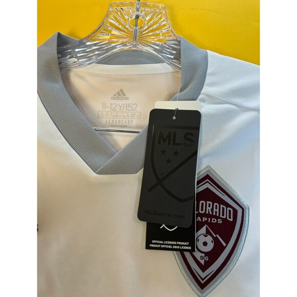 Adidas Colorado Rapids Football Jersey Top Boys Youth M 11-12Y White Gray NWT - Picture 2 of 4